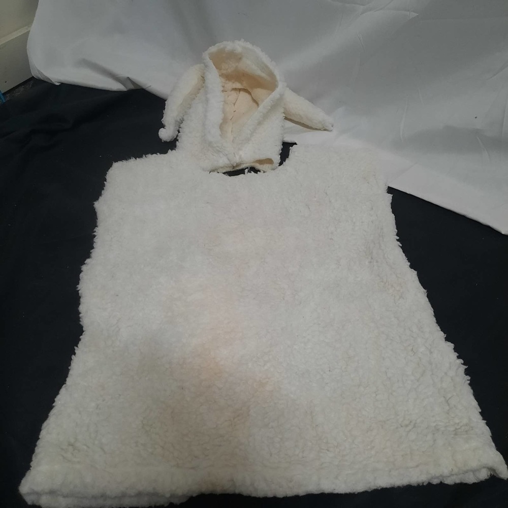 Handmade Fleece lamb costume with matching hat that ties under chin